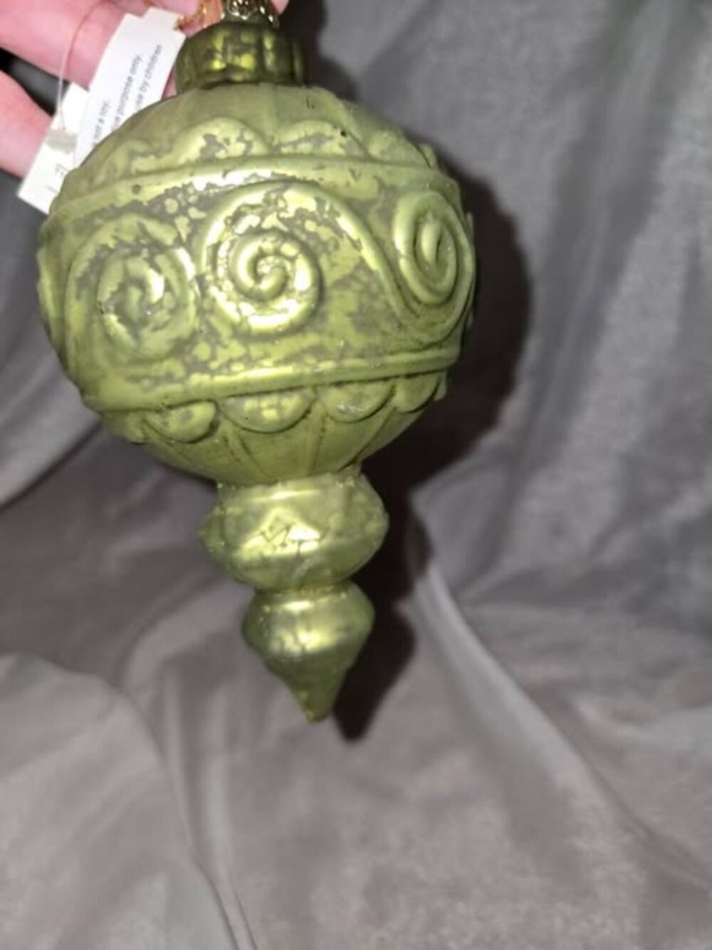 Dillard's Trimsetters 6" Finial Dark Lime Matte Embossed